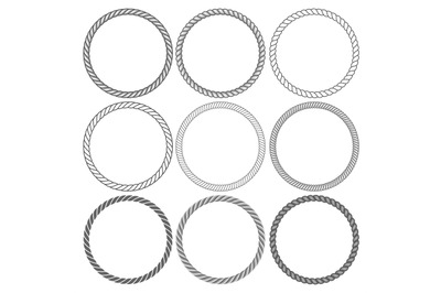 Round rope frames collection on white background