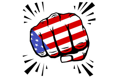 Hand drawn fist - american flag fist on white background