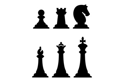 Black chess figures silhouettes isolated on white