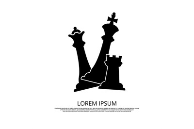 Black chess pieces icon - background with chess