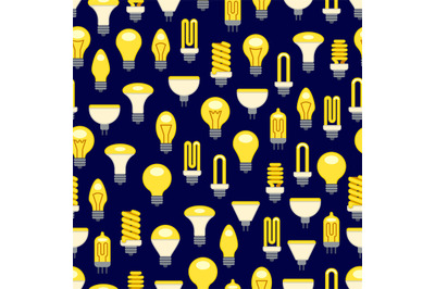 Bright light bulbs seamless pattern