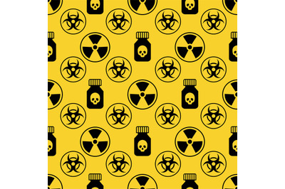 Danger seamless pattern on yellow background