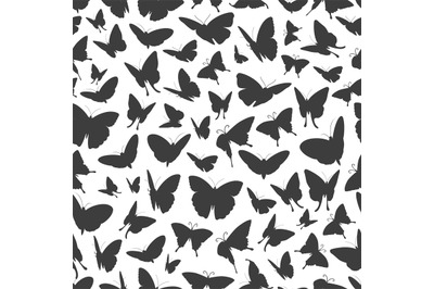 Flying butterflies silhouettes seamless pattern