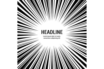 Radial speed lines background - black and white lines backdrop