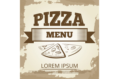 Vintage pizza poster design with hand drawn elements