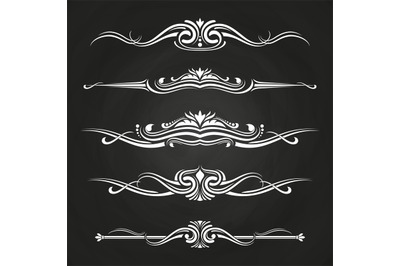 White flourish borders set on chalkboard