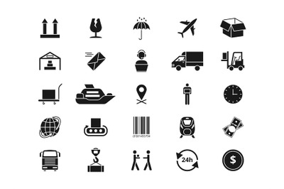 Shipping, delivery and logistics vector icons. Retail and transportati