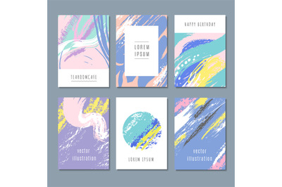 Watercolor pastel abstract backgrounds. Vector invitation cards with h