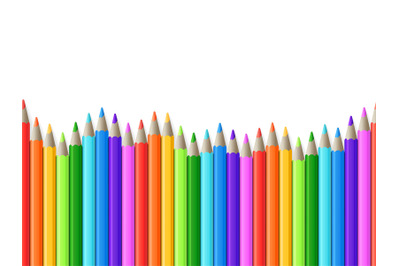 Rainbow seamless row of color drawing pencils vector illustration