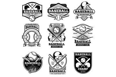 Vintage sports logo design. Retro baseball vector label and badges