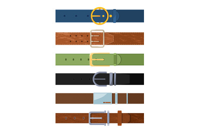 Clothing belt. Vector set of various colored belts