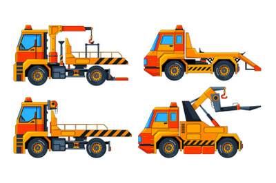 Evacuator cars. Various vector pictures of transport