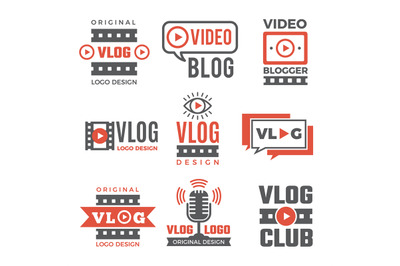 Set of logotypes for video bloggers