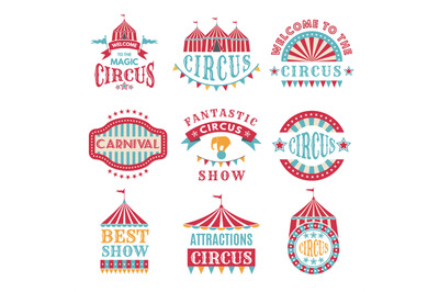 Retro badges or logotypes of carnival and circus