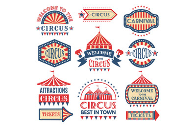 Carnival event logotypes template. Vector badges set isolate