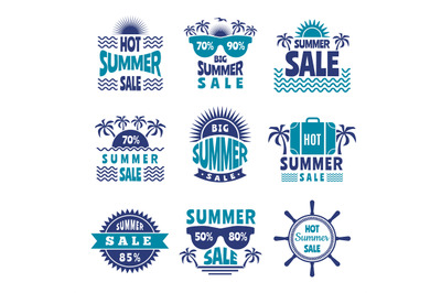 Badges of summer sale. Vector advertising pictures