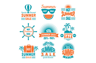 Summer sale labels. Design template of badges isolate on white