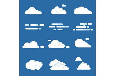 Vector flat illustrations of various clouds