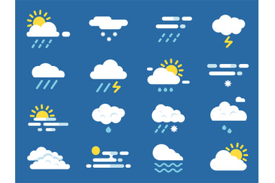 Weather icon set. Meteo symbols. Vector pictures in flat style