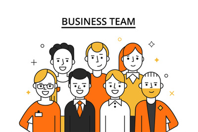 Stylized illustrations of business team. Concept picture of successful