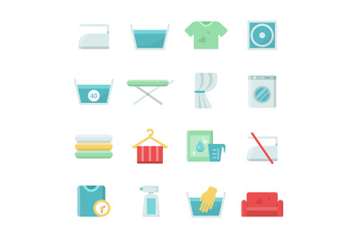 Laundry symbols. Vector icons set for laundry and washing