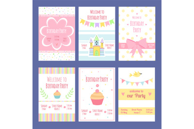 Birthday invitation cards. Vector template with place for your text