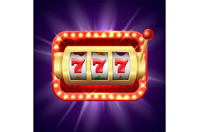 Jackpot at slot machine. Vector realistic background