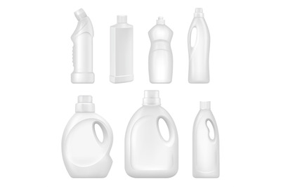 Plastic empty bottles. Sanitary containers with chemical liquids for c