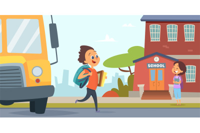 Childrens go to school. Background of back to school