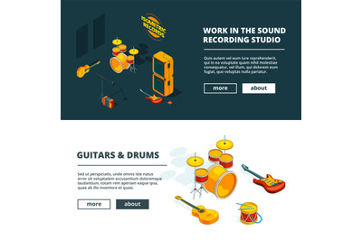 Music concepts. Vector banners template with illustrations of musical