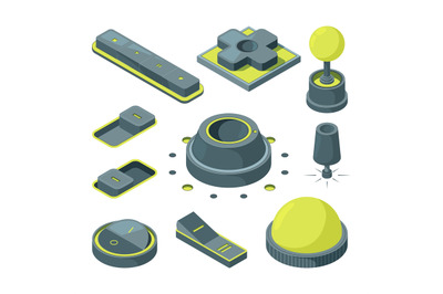 UI 3D buttons. Isometric pictures of various buttons