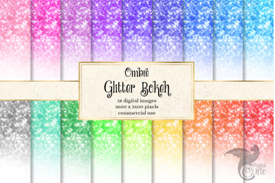 Ombre Glitter Bokeh Digital Paper