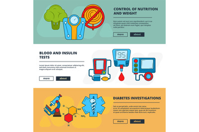 Medical banners. Design template of banners with diabetic symbols