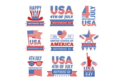 Fourth of July independence day logo set. Vector Labels of USA identit