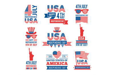 Banners of america independence day. Vector labels at 4 july