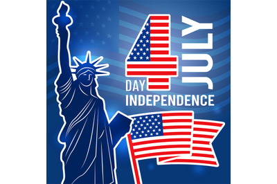 Independence day 4 july poster. Design template with Statue of Freedom