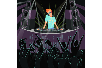 DJ party background. Background illustrations of disco party at night