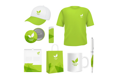 Business corporate identity. Various souvenirs with advertizing templa