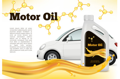 Realistic poster of car. Vector illustrations of Car oils advertizing