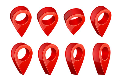 GPS navigation symbols. Realistic pictures of various map pointers