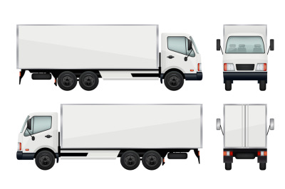 Realistic truck. Vector illustrations transportation of cargo