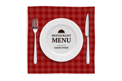 Realistic restaurant menu. Template menu with illustrations of tablewa