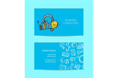 Vector business doodle icons business card template illustration