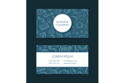 Vector business doodle icons business card template illustration