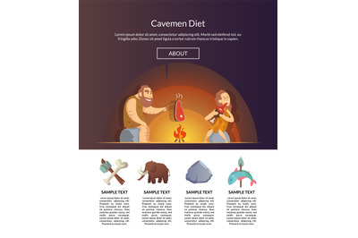 Stone Age Family. Vector cartoon cavemen template illustration