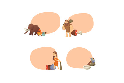 Vector cartoon cavemen stickers