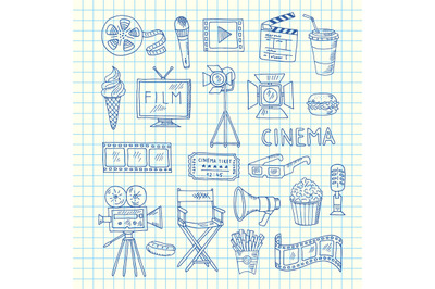 Vector cinema doodle icons