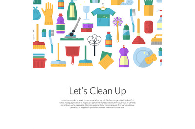 Vector cleaning flat icons background illustration on white