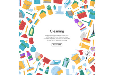 Vector cleaning flat icons background with place for text illustration