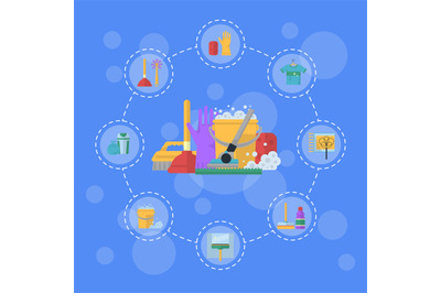 Vector cleaning flat icons infographic illustration